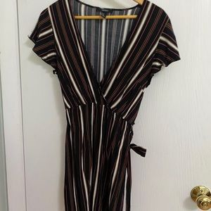 Short Sleeve Striped Sundress - Tie Waste Size M